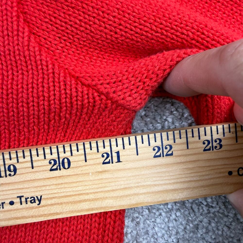 Liz Claiborne LizSport Size XL Red Cardigan Sweater Varsity Stripe Crest Y2K - Picture 5 of 7